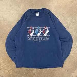 Vintage Whistler Canada Ski 90s Longsleeve Skiing Gildan Shirt Size XL